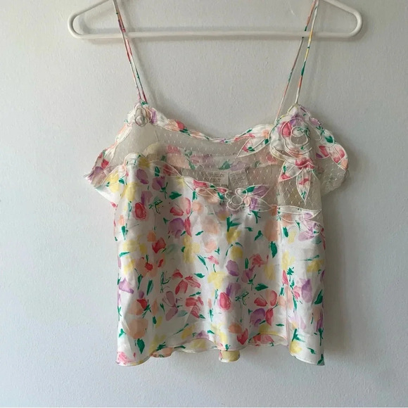 Victoria's Secret Tops - Vintage Victoria’s Secret Lace Pastel Floral Silk Cami Tank Top Lingerie Doen